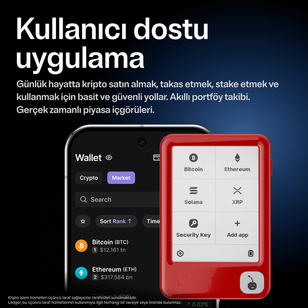 Ledger Nano Gen 5 Vişne Kırmızısı Kripto Donanım Cüzdanı ve Recovery Key 6