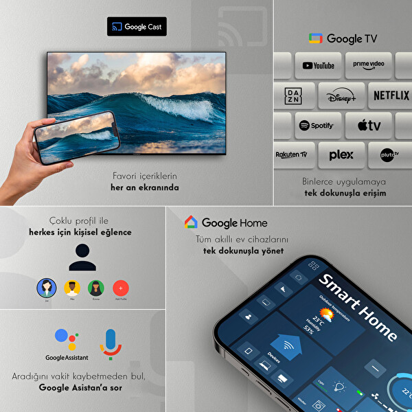 Thomson 32HG2S15K 32 82 Ekran HD Uydu Alıcılı Google Smart LED TV 8