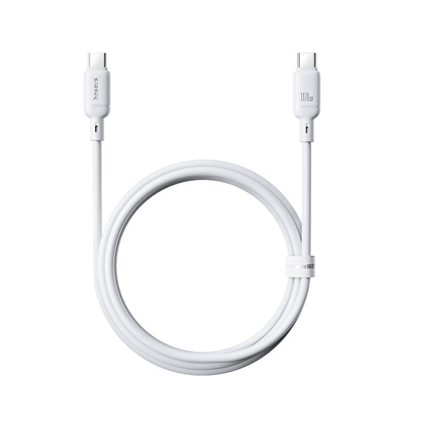 Baseus Silky Series Type-C - Type-C 100W 1 m Beyaz Hızlı Şarj Kablosu
