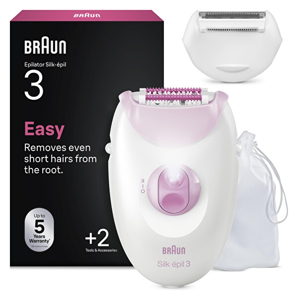Braun Se 3-033 Silk·épil 3 Kablolu Epilatör, Kalıcı Pürüzsüz Cilt