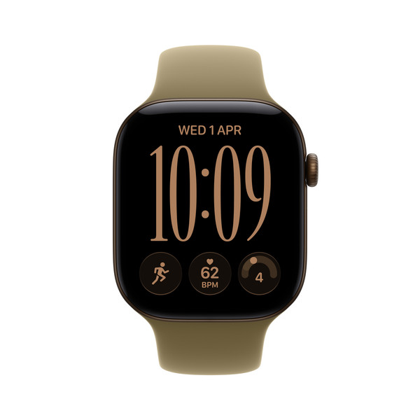 Apple Watch Series 12 GPS 46mm Koyu Bronz Alüminyum Kasa ve Klasik Zeytin Yeşili Spor Kordon - M/L