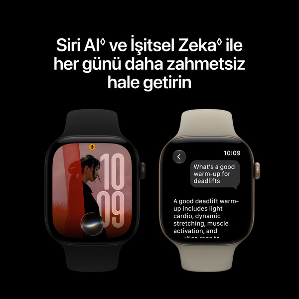 Apple Watch Series 12 GPS 46mm Koyu Bronz Alüminyum Kasa ve Klasik Zeytin Yeşili Spor Kordon - M/L