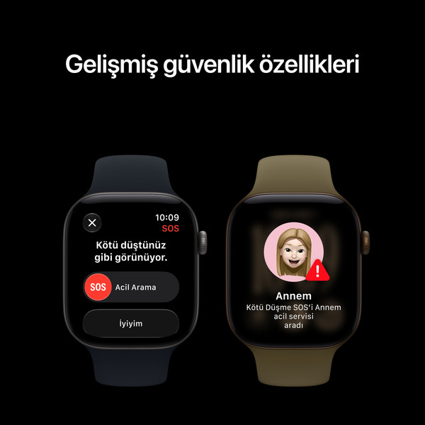 Apple Watch Series 12 GPS 46mm Koyu Bronz Alüminyum Kasa ve Klasik Zeytin Yeşili Spor Kordon - M/L