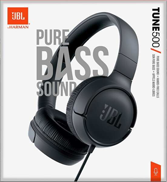 JBL T500 Kulak Üstü Mikrofonlu Kulaklık Siyah