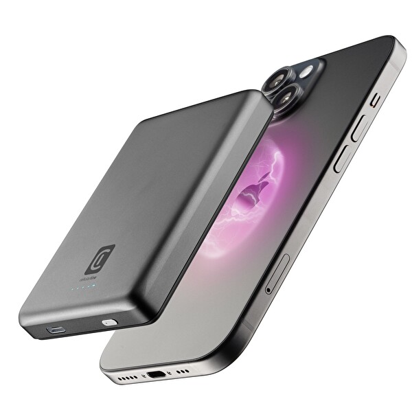 Cellularline Ultra İnce Magsafe 10.000 MAH Powerbank Koyu Gri PBMAGSLIM10000WIRD