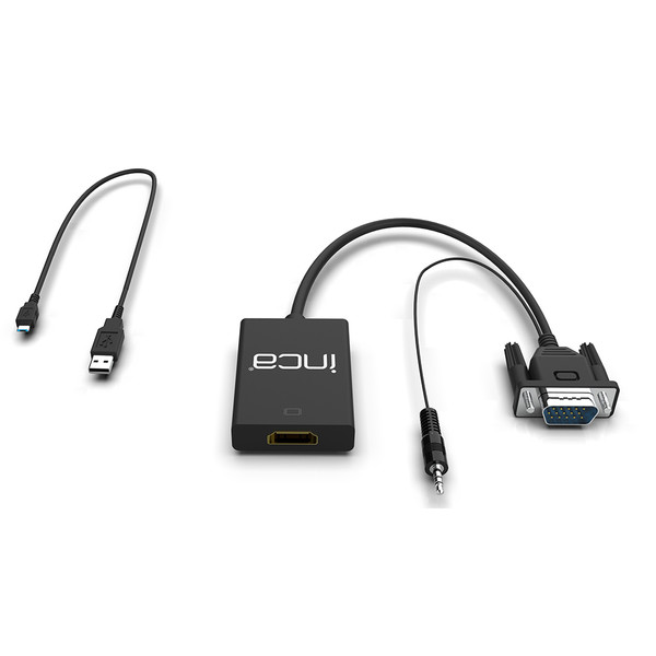 Inca Ivth 02 Vga To HDMI Çevirici + Usb Güç Adaptörü + Ses Kablosu HDMI Dişi Vga Erkek 8