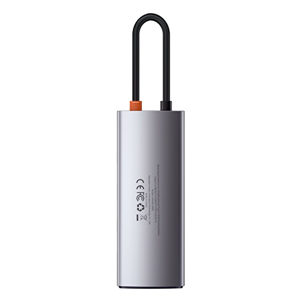 Baseus Metal Gleam 5’i 1 Arada Multifonksiyonal Type-C Hub Dock Station Gri Çoğaltıcı