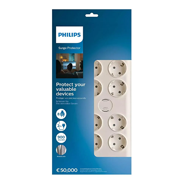 Philips SPN7080WA/62 Sekizli Akım Korumalı Priz