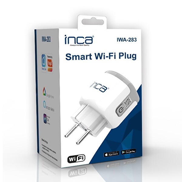 Inca IWA-283 16A Bluetooth+Wifi Uygulamalı Ses Kontrolü ve Enerji Kullanım Gösterimi Akım Korumalı Akıllı Priz
