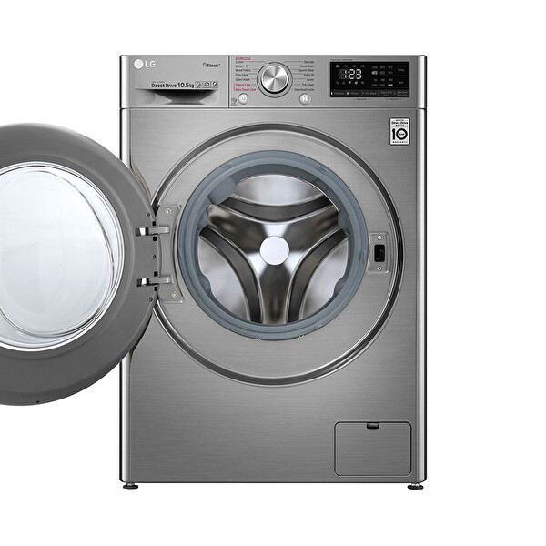 LG F4V5RYP2T 10.5 KG 1400 Devir Buharlı Çamaşır Makinesi Metalik
