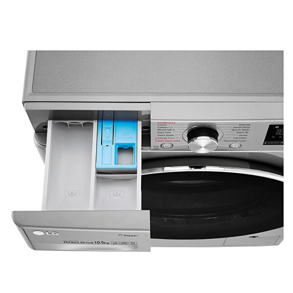LG F4V5RYP2T 10.5 KG 1400 Devir Buharlı Çamaşır Makinesi Metalik
