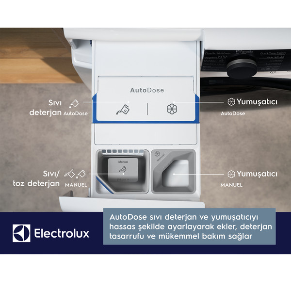 Electrolux EW8W7607AT 800 Serisi Ultracare 11 7KG 1600 Devir Autodose Wi Fi Kurutmalı Çamaşır Makinesi 7