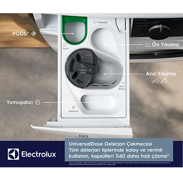 Electrolux EW6F3414UT 600 Serisi Sensicare 10 KG 1400 Devir Universal Dose Çamaşır Makinesi