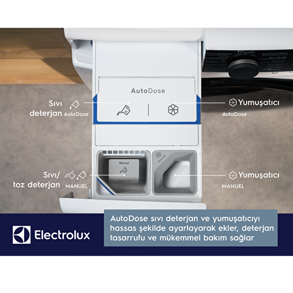 Electrolux EW6F3411ACT 600 Serisi Sensicare 10 KG 1400 Devir Autodose Wi-Fi Çamaşır Makinesi