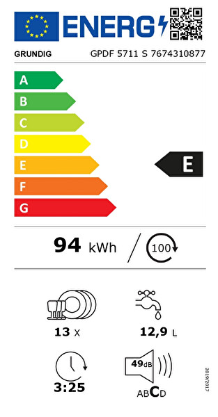 Grundig GPDF 5711 S 5 Prg E Enerji 14 Kişilik Gri Bulaşık Makinesi 8
