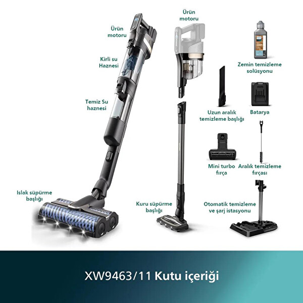 Philips XW9463/11 Aqua Trio 9000 Şarjlı Süpürge