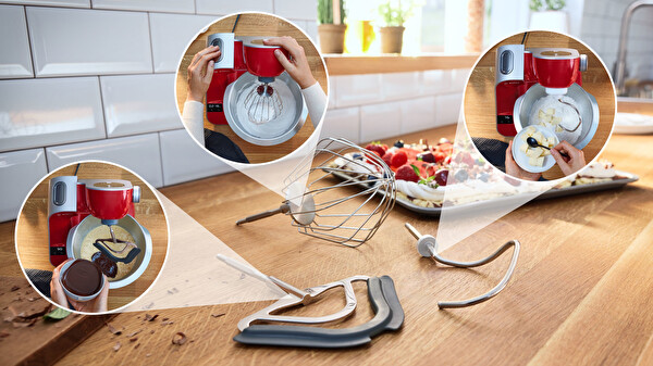 Bosch MUM5X720 MUM5 1000W Kırmızı Gümüş Mutfak Robotu  3