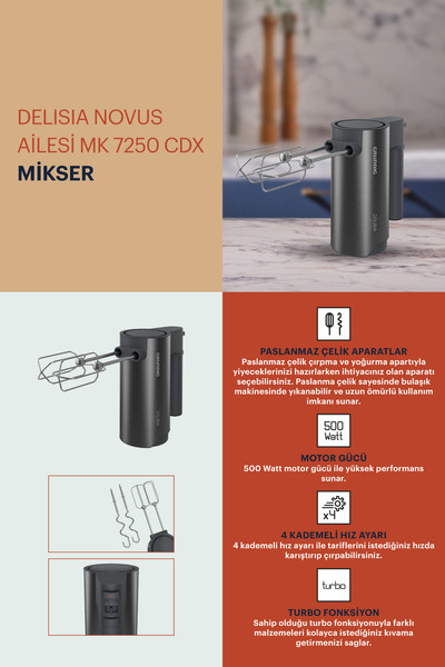 Grundig Mk 7250 Dx Delisia Novus Koyu Inox Mikser 7
