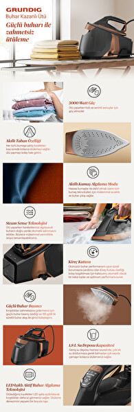 Grundig SI 8050 Siyah Kahverengi Buharlı Ütü