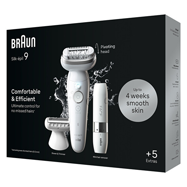 Braun Silk-Epil 9 9-341 Kalıcı Pürüzsüz Cilt + FS1000 Islak ve Kuru Epilatör