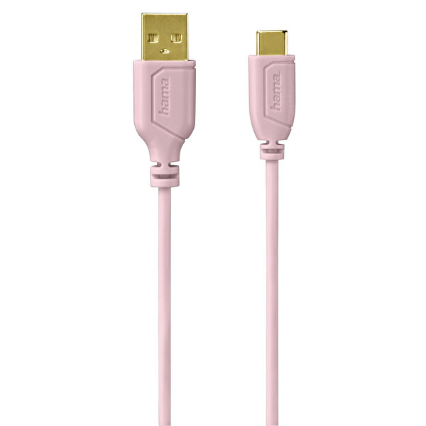 Hama HM135787 USB C USB A Kablo Flexi 0.75M Pembe 2