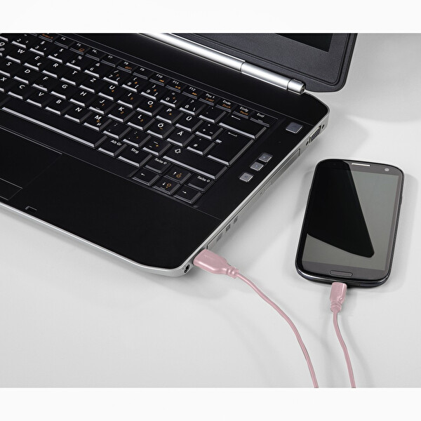 Hama HM135787 USB C USB A Kablo Flexi 0.75M Pembe 4
