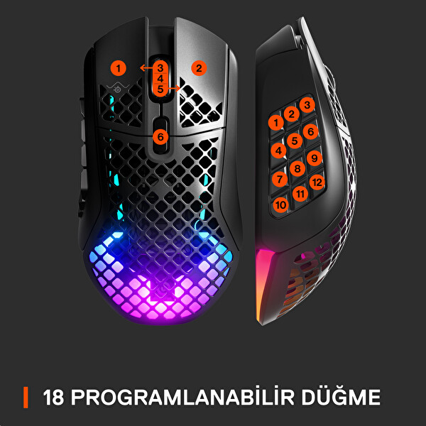 SteelSeries Aerox 9 Ultra Hafif MOBA/MMO Kablosuz Oyuncu Mouse