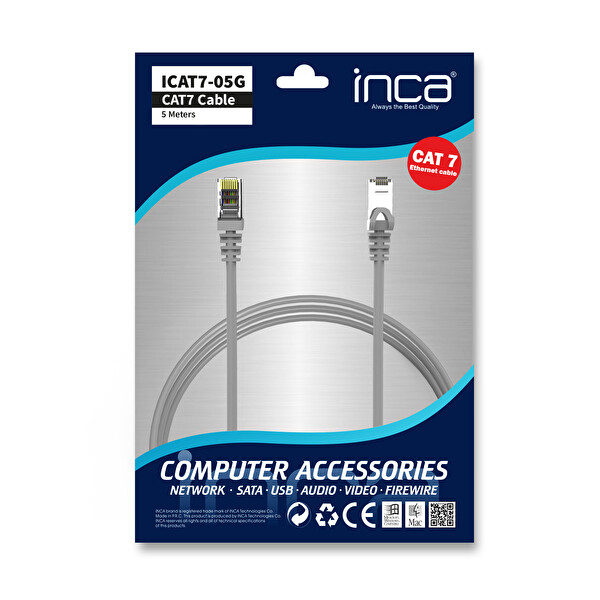 Inca ICAT7 05G CAT7 S FTP Network 5M Gri Kablo 6