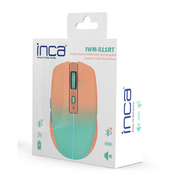 Inca Iwm 511rt Dual Mod Bluetooth+ Wireless Rechargeable Gradient Color Silent Mouse 6