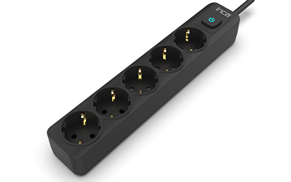 INCA IPW-44SY3 5 PORT AKIM KORUMALI LED TUŞLU PRIZ 3M - SIYAH