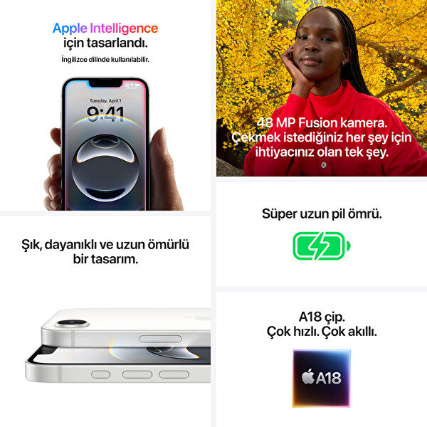 Apple iPhone 16E 128GB Siyah Akıllı Telefon