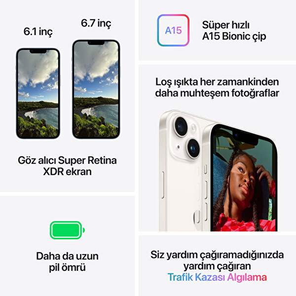 Apple iPhone 14 256GB Gece Yarısı Cep Telefonu MPVX3TU/A