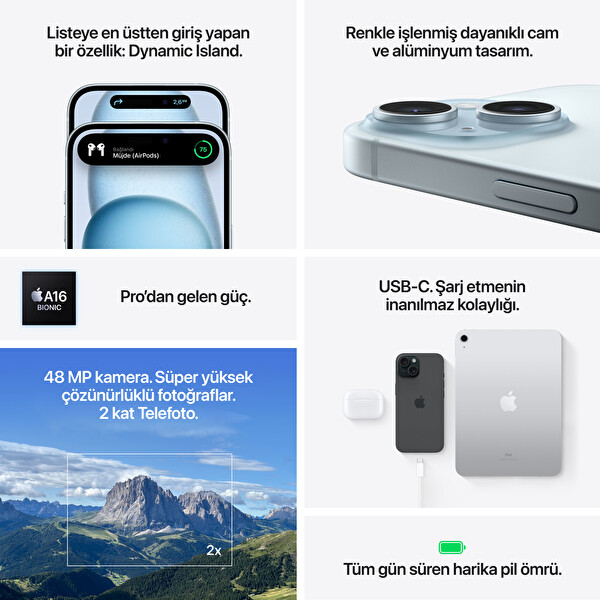 Apple iPhone 15 256GB Sarı Akıllı Telefon