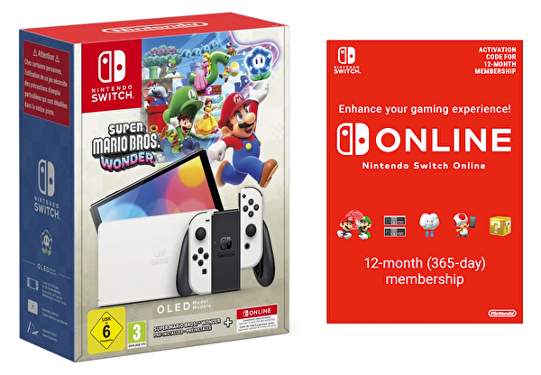 Nintendo
										 Switch Oled Konsol Super Mario Bros Wonder + 12 Ay NSO Paketi