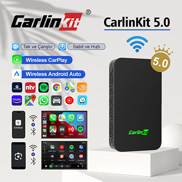 Carlinkit 5.0 2 Air 2 in 1 Carplay & Android Auto Kablosuz Wireless ...