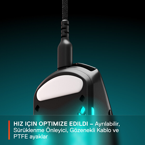 SteelSeries Aerox 3 Onyx TrueMove Core Optik Sensör Ultra Hafif Suya Dayanıklı Gaming Mouse Siyah