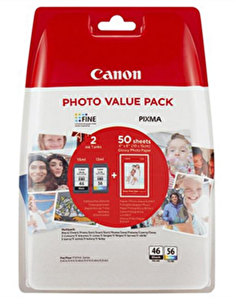 Canon 9059B003 Pg-46L/Cl 56 2 Li Paket Kağıt Hediyeli Kartuş