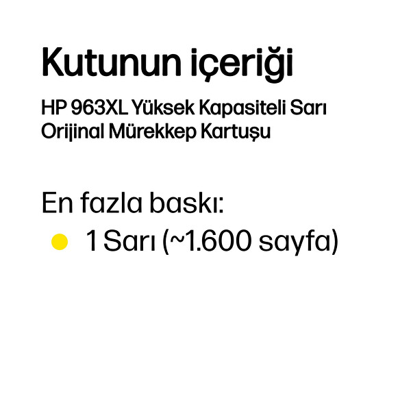 HP 3J29AE 963XL Sarı Kartuş