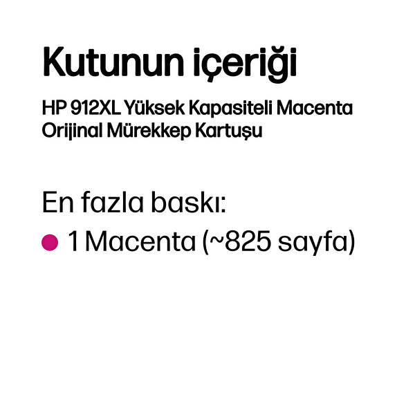 HP 3YL82AE 912XL Magenta Kartuş