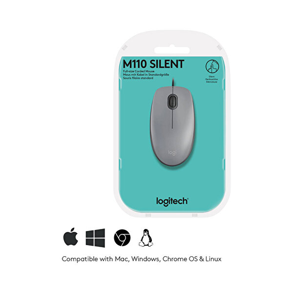 Logitech M110 Silent Kablolu Mid Gray USB Mouse 910-005490