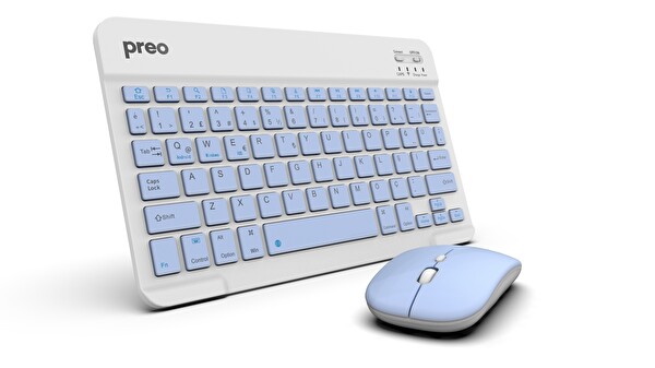Preo K9 Mini TV Tablet ve Telefon Uyumlu Kablosuz Klavye Mouse Mavi Set  2