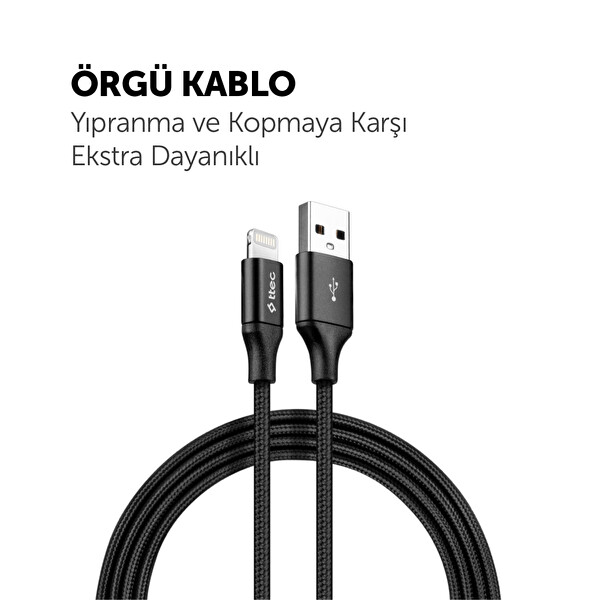 Ttec ALUMICABLE XL IPHONE SARJ KABLOSU 2MT SIYAH