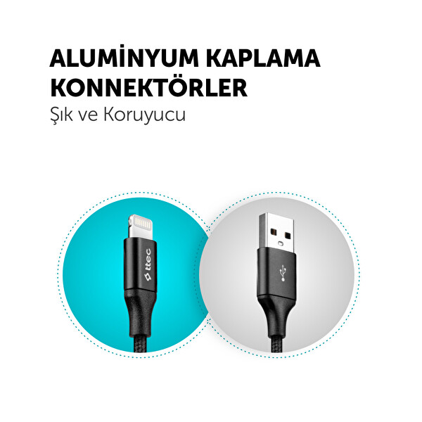 Ttec ALUMICABLE XL IPHONE SARJ KABLOSU 2MT SIYAH