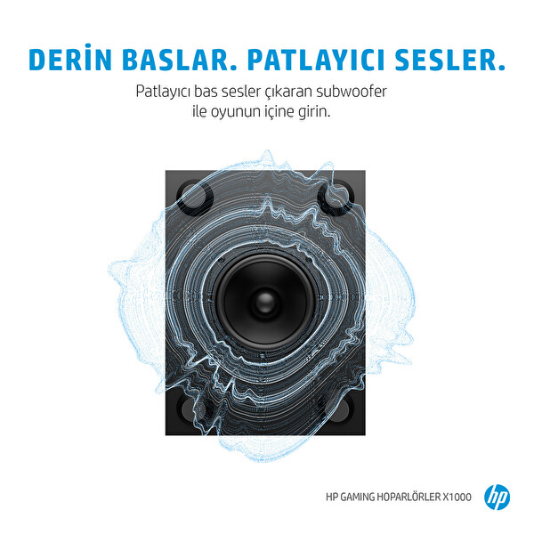 HP X1000 2.1 30W RMS RGB Siyah Oyuncu Hoparlör 8PB07AA