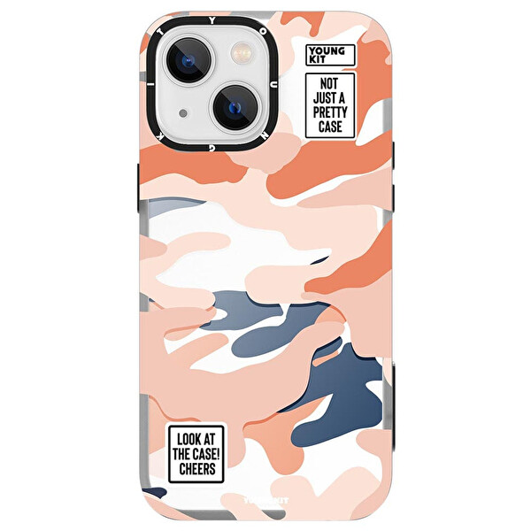 Youngkit Kamuflaj Serisi Cl020 iPhone 13 Sert Silikon Koyu Kırmızı Kılıf 