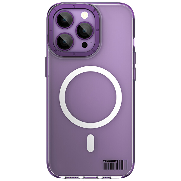 Youngkit Ll005 Coloured Glaze iPhone 14 Pro Mor Sert Silikon Kılıf 