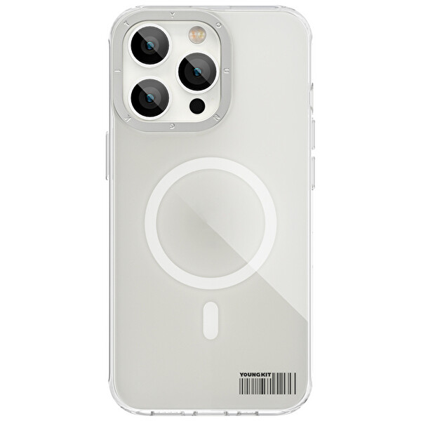 Youngkit Ll008 Coloured Glaze iPhone 14 Pro Beyaz Sert Silikon Kılıf 