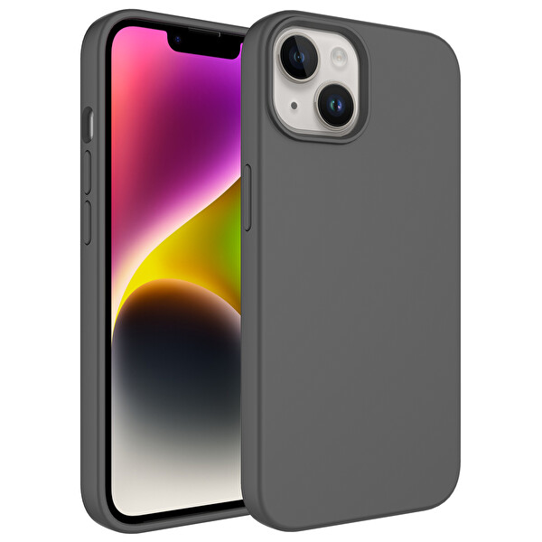 Zore Kivi iPhone 14 Sert Silikon Kılıf   Gri