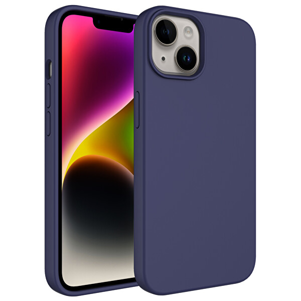 Zore Kivi iPhone 14 Sert Silikon Kılıf   Lacivert