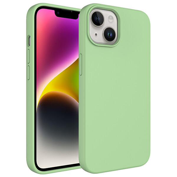 Zore Kivi iPhone 14 Plus Sert Silikon Kılıf   Açik Yeşil